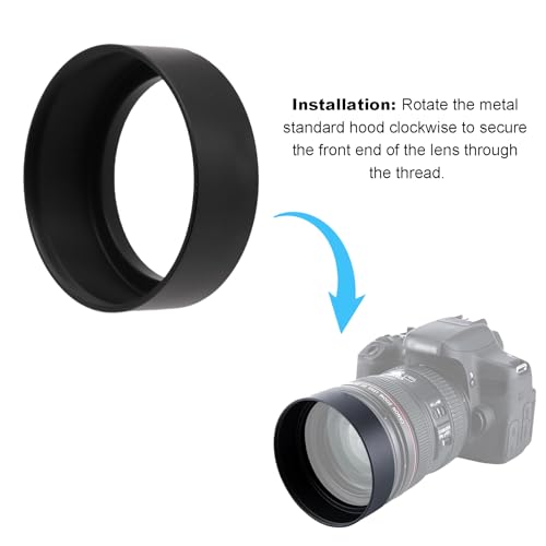 Parasol de metal estándar para lente, montaje roscado estándar, negro, compatible con diámetros de filtro de 35/46/49/52/55/58/62/67/72/77/82 mm miniatura 3