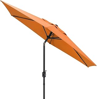 HZH Guarda-chuva de pátio, guarda-chuva de pátio de 9 pés guarda-sol ao ar livre guarda-chuva manivela ajustável guarda-chuva para deck de jardim quintal piscina guarda-chuva ao ar livre