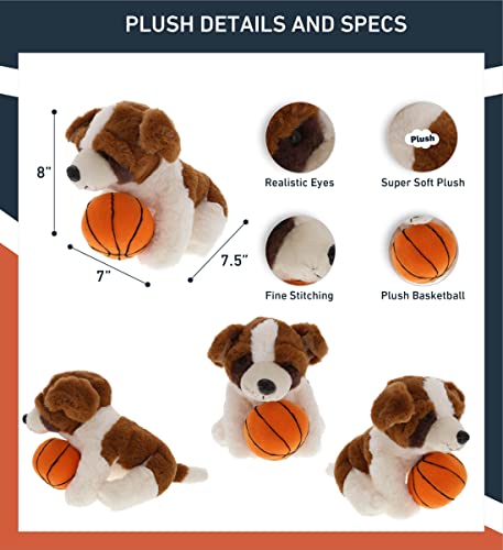 Dollibu St. Bernard Dog Stuffed Animal With Basketball Plush - Soft Huggable Dog, Adorable Playtime Plush Toy, Cute Pet Life Gift For Kids And Adults - 8 Inch #TOP2