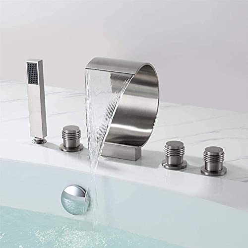 Mitigeur baignoire cascade noir robinet de baignoire laiton avec douchette - 3