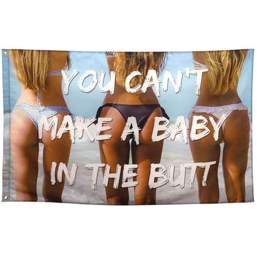 ZKflager You Cant Make A Baby In The Butt Cool Funny Flags For Room Guys Meme Flags Banner 3x5 Feet College Dorm Bedroom Wall Man Cave Girls Frat Indoor Outdoor