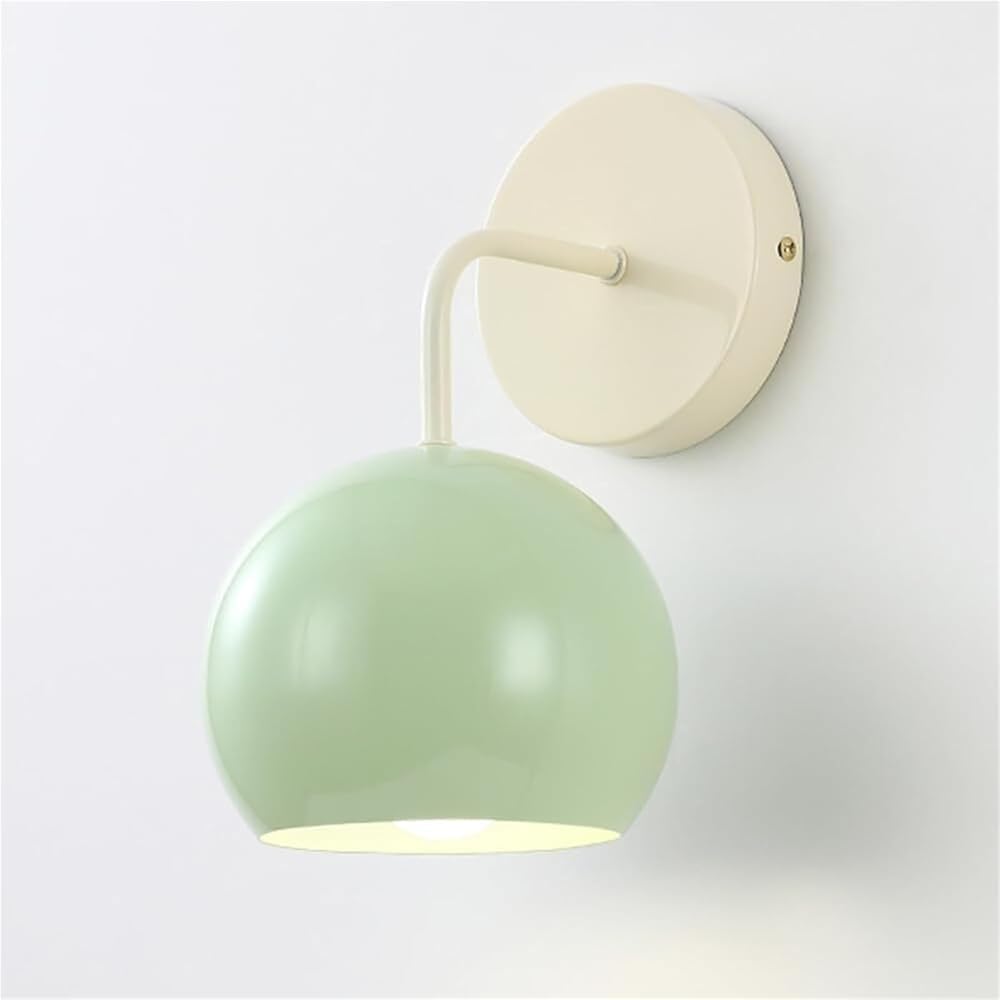 NHPJFDC Nordic Wall Sconce - Cream Iron Hardwired E27 Lamp for Bedroom & Living Room, Art Deco Indoor Lighting Fixture, Creative Green Sconces, Modern Home Decor