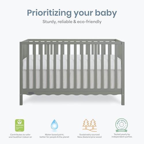 Image of Dream On Me Synergy Wave 5-in-1 Convertible Full Size Baby Crib, Seagrass | Solid Wooden Nursery Crib, 3-Mattress Height, Converts to Toddler, Day & Full Size Bed, GREENGUARD Gold & BSA Verified