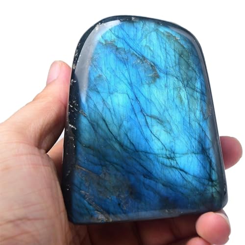FZBHRO Small Labradorite Rock Polished Blue Labradorite Slab Healing Crystal Stone Block for Meditation Gift Home Decor 0.6-0.8 Pound