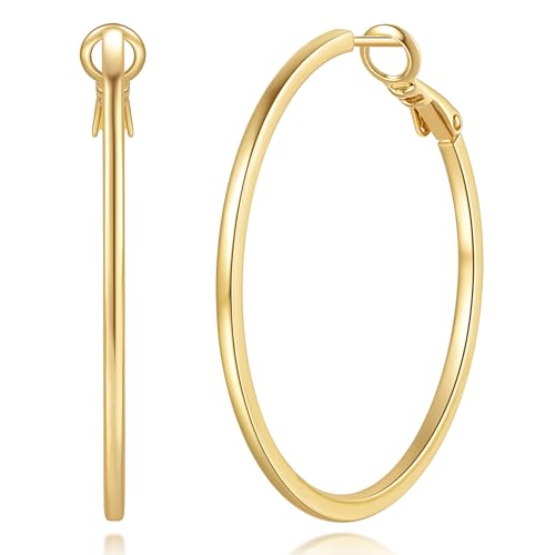 Aidomiya 14K Gold Hoop Earrings for Women Large Gold Hoop