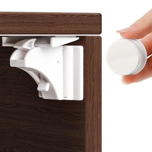 Blocca Cassetti per Bambini (12 serrature + 3 chiavi) Blocco magnetico anti-apertura per bambini, Adatto a chiusura cassetti/armadi domestici, Installazione senza perforazione.