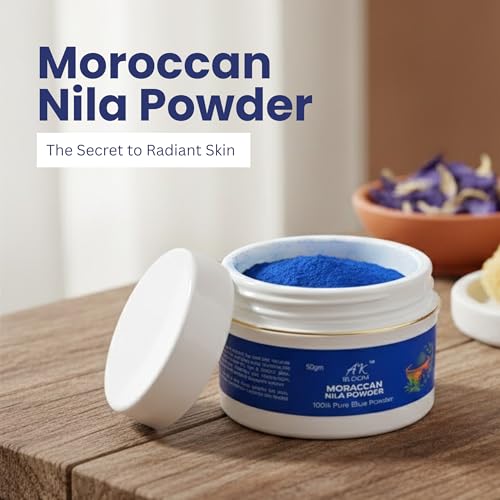Image of Moroccan Nila Powder 50g - 100% Pure Blue Nila Powder for Skin Brightening & Tan Removal - Natural Face & Body Mask for Glowing Skin - Traditional Moroccan Beauty Powder