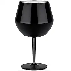 Taça Térmica A Vácuo 410Ml 2-Em-1 Inox Haste Rosqueável Removível Copo E Taça Parede Dupla Isolante Antiderrapante Ideal Para Gin Vinho Drinks Viagem E Churrasco (Preta)