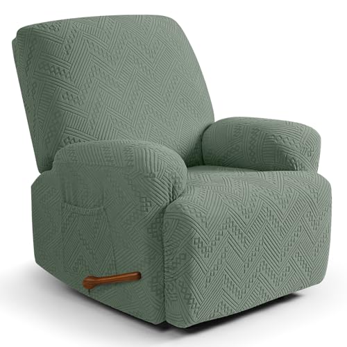 Image of Ruaozz Recliner Sofa Covers Oversized Recliner Chair Covers Recliner Covers for Reclining Chair with Pockets Washable Furniture Protector with Elastic Bottom (1 Seater-X Large, Sage Green)