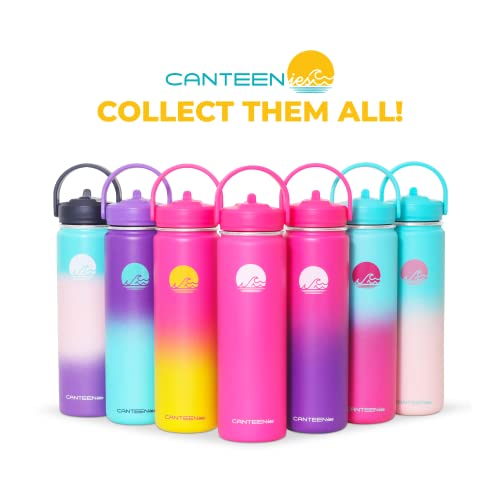 Canteenies Kids Water Bottle For School, 22 Oz, Straw Lid, Scrunchie, Stickers, Vacuum Insulated Stainless Steel Double Walled, Bpa Free Food-Safe, Leak-Proof Tumbler Travel Cup For Girls #TOP7