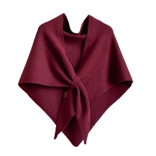 Genérico Bufanda de color liso para mujer, chales y abrigos de punto con frente abierto, cálidos, informales, suaves y cómodos para uso diario. (Burgundy,One-Size)