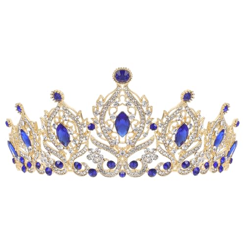 Serre-tête couronne de mariée bleu cristal tiare mariage femme pour coiffure soirée et fête