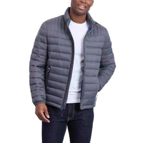Image of Tommy Hilfiger Mens Embroidered Logo Puffer Jacket