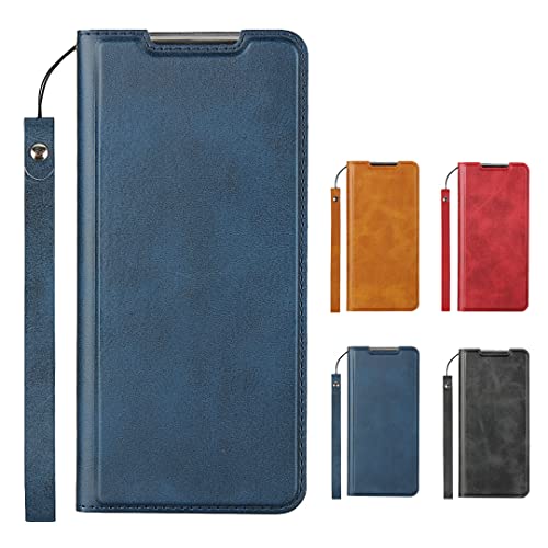 Elick Android One S8 ケース 手帳型 超薄型 軽量 ワイモバイル アンドロイドワン S8 ケース 手帳型 高級PUレザー マグネット式 ストラップ付き カード収納 スタンド機能 カバー スマホケース ネイビー