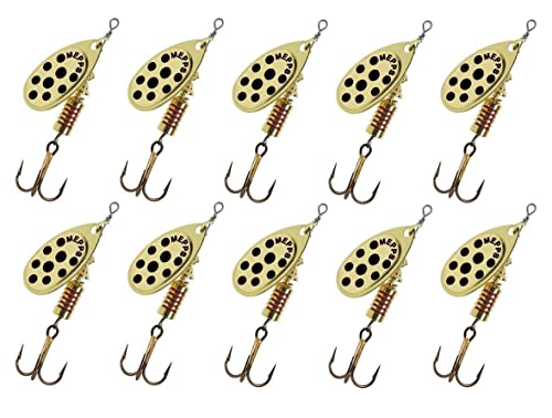 Cuiller Tournante A Palette Ovale - Mepps Aglia Lot de 10 No2-4,5G - Or Points Noirs