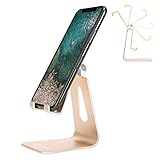 調節可能な携帯電話スタンド Urmust 携帯電話スタンド アルミクレードル ドック ホルダー iPhone Xs XR 8 X 7 6 6S Plus SE 5 5S 5C 充電 アクセサリーデスク Androidスマートフォン(ゴールド)