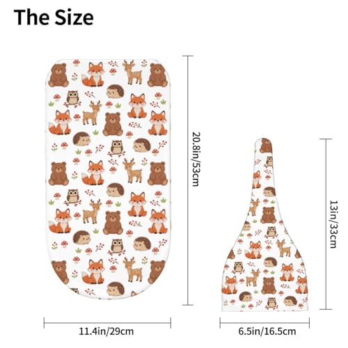 Image of Hedgehog Fox Bear Deer Newborn Baby Swaddle Blanket Woodland Theme Baby Stuff,with Beanie hat Sets, Soft Gifts for Unisex Boys Girls Shower Infant