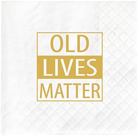 Joyiou Old Lives Matter Napkins, Funny Retirement or 40th 50h 60th 70th 80th Birthday Gifts Party Decorations for Men, Unique Gag Gifts Napkins for Dad, Grandpa, Old Man, 50Pcs 2Ply 4.5x4.5 inches