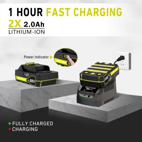 Seyvum Leaf Blower - 500Cfm 20V Max Leaf Blower Cordless With 2 X 2.0 Battery & Charger, Electric Handheld Leaf Blower, Lightweight Powerful Blower Battery Operated For Lawn Care, Patio, Jobsite, Yard #TOP1