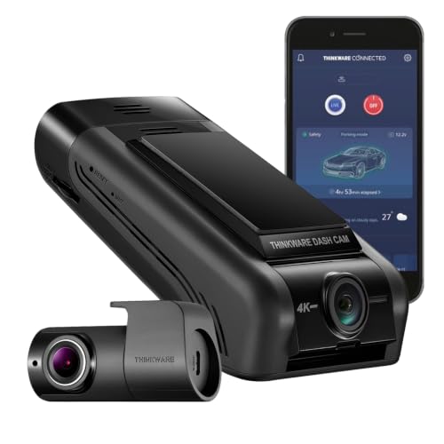 Thinkware U1000 PRO Dashcam – 4K UHD 2160p Front- & 2K QHD Heckkamera – Integriertes GPS, angeschlossene App – Inklusive Hardwire-Kabel für batteriesicheren Parkmodus & 64 GB SD-Karte – Android/iOS