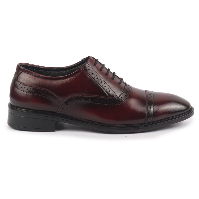 Image of FAUSTO Men Genuine Leather Formal Lace Up Brogue Shoes for Office | Meeting Event Shoes with Comfort