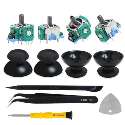 4 Piezas Joystick 3D Analógico de Repuesto para PS5, Módulo de Efecto Hall con Tapas de Joystick Compatible con PlayStation 5 DualSense, Kit de Reparación con Herramientas Incluidas