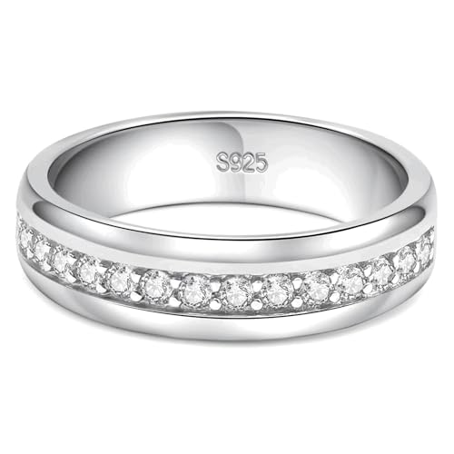 Moissanite Wedding Band Mens 925 Sterling Silver Ring 15 Round Cut D Color VVS1 Engagement Eternity Ring for Him Size 7-13