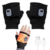 Heated Gloves, Rechargeable Heated Fingerless Gloves, Half Finger Heated Gloves, Adjustable Heating Riding Gloves, Fast Heating, for Winter Indoor Outdoor Work Sports (Black)