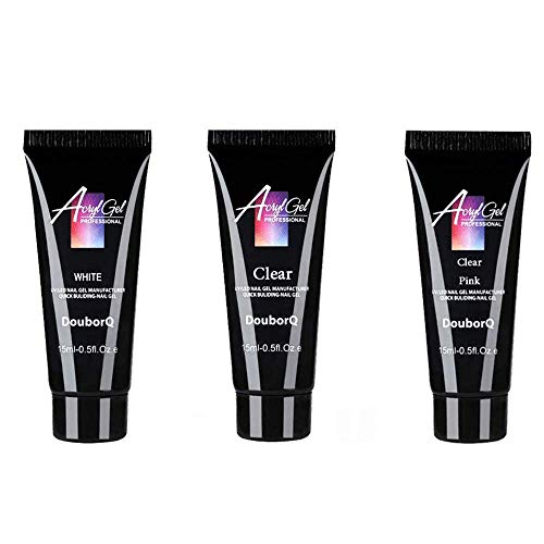 Poly Extension Nail Gel Kit Nail Crystal Jelly Extension Set for Builder Gel Nail Gel Nail Art Design Nail Extension Gel Nail Salon All-in-One French Kit Easy DIY at Home 15ML