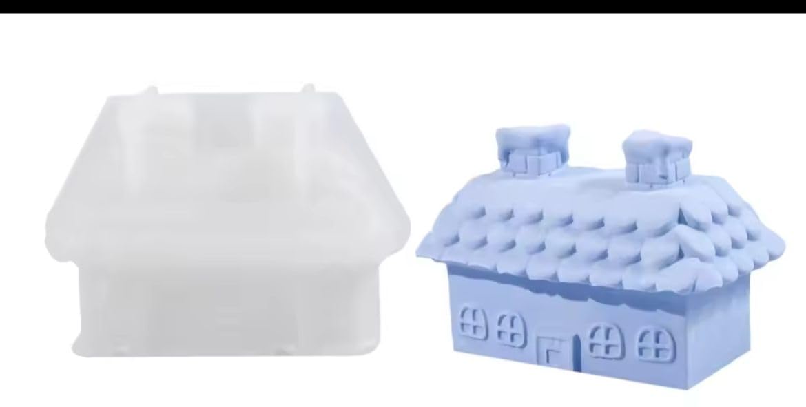 53 Arts Christmas House Decoration Silicone Mold – DIY Resin Mold for Candle Making, Aromatherapy, Soap Craft, and Home Décor (1 Pc)-image-28