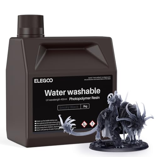 Image of ELEGOO Water Washable 3D Printer Resin LCD UV-Curing Resin 405nm Standard Photopolymer Resin for Mars Saturn Jupiter MSLA DLP LCD 3D Printing 2000Gram Smoky Black