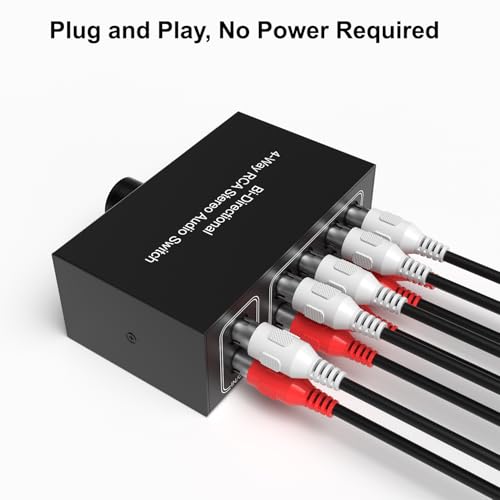 Image of LVY 4-Way Stereo Audio Selector, Bi-Directional L /R Audio Switcher Splitter Box Suitable for Connecting Blu-ray Players or DVD Players to Multiple Stereo Speakers (4in1out /1in 4out)