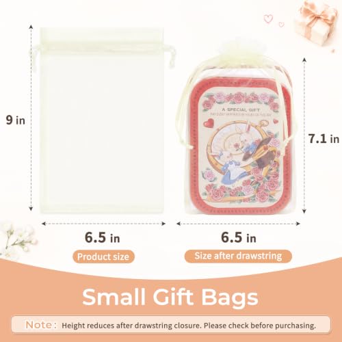 Image of Crweety 50PCS Organza Bags 6x9 Ivory Small Gift Bags Mesh Drawstring
