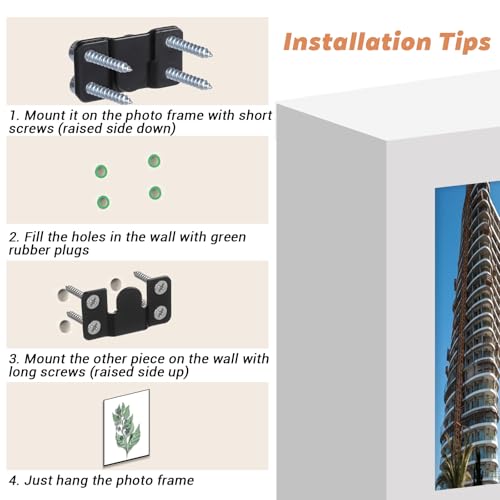 Image of 4 Pairs Flush Mount Bracket, Stainless Steel French Cleat Keyhole Hangers Interlocking Hanging Buckle Wall Mounting Hardware Heavy Duty Z Clips Picture Hanger Buckle Furniture Connector, Black