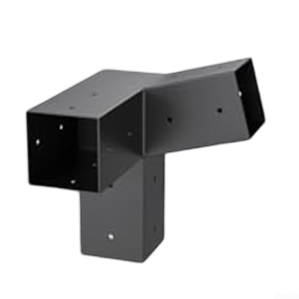 Soporte de pared para pérgola para techo inclinado, kit de soporte de poste de madera de 4 x 4 pulgadas, acero negro (derecha 15°)