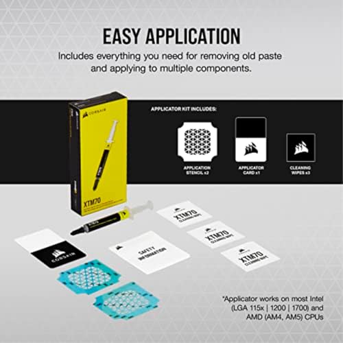 Image of Corsair XTM70 Extreme Performance Thermal Paste, 3g for Intel & AMD Processors up to 250W+ TDP - Low Viscosity, Easy Application, Three Included Cleaning Wipes and Applicator Kit for Desktop