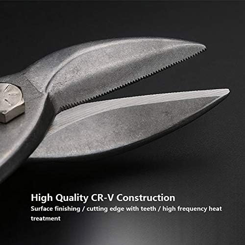 Sheet Metal Snip, Cutting Snip Tin Cutter Shear Chrome Vanadium Steel Sheet Metal Tin Snip for Cutting Aluminum Thin Metal Plates((S) Straight cut aviation scissors)