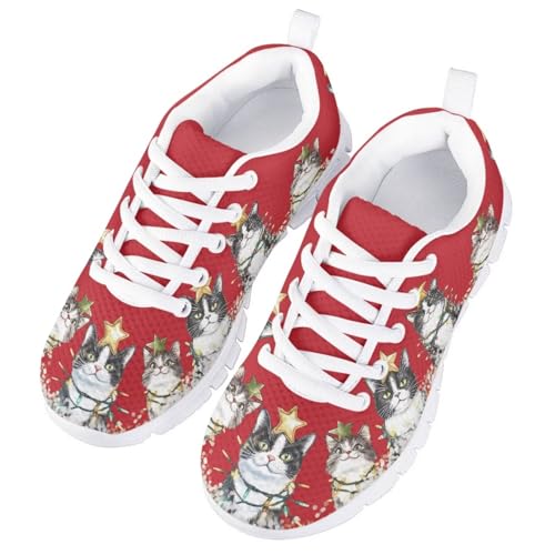 Forchrinse Christmas Sneakers for Girls Boys Lightweight Lace-Up Walking Shoes Casual Running Shoes with Non-Slip Sole2