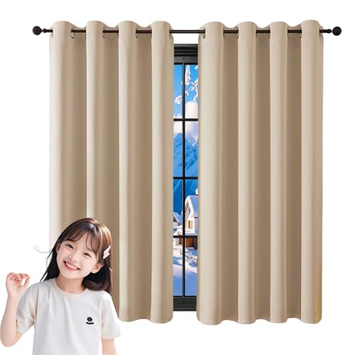 Rideau occultant de qualité supérieure polyester isolant crème pour chambre - 2