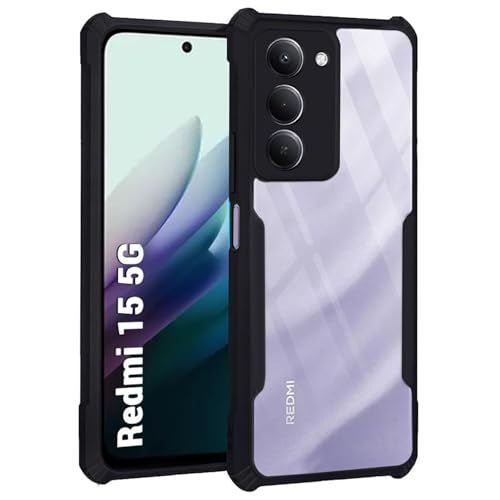 LIRAMARK Transparent Clear Shock Proof Back Cover Case Designed for Mi Redmi 15 5G
