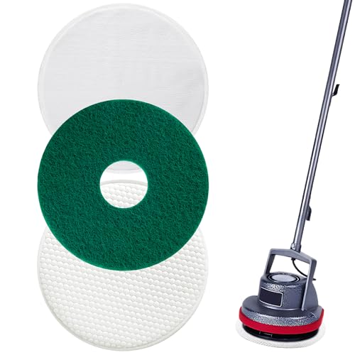 Potchen 3 Pack 12" Floor Machine Pads Compatible with Oreck Commercial 550MC Orbiter Scrubber Machine, Microfiber Carpet Bonnet, Floor Buffer Pad for Deep Cleaning Tile (Stripper & Bonnet & Buffer)