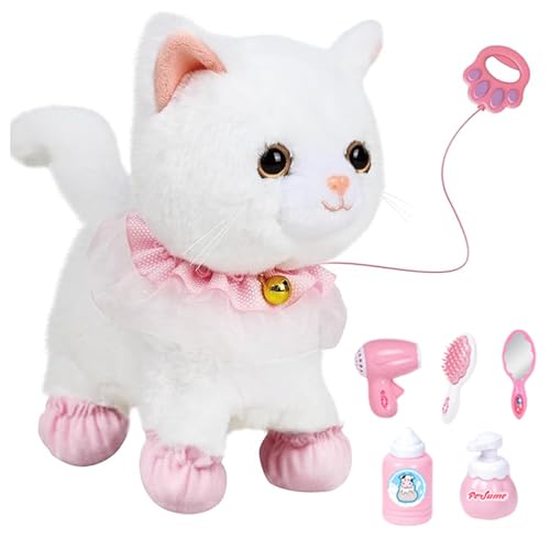 Robot giocattolo interattivo per gatti per bambini Gattino parlante che cammina con attivazione vocale e tattile con guinzaglio telecomandato Simpatici giocattoli per gatti per ragazzi e ragazze