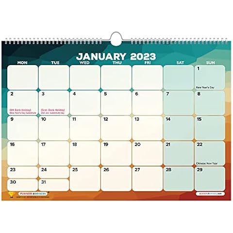 Wall Calendar Planner 2023 by planners4winners | Month to view planner organiser calendar for family, home and working professionals | Large size (42 x 30 cm) Cover
