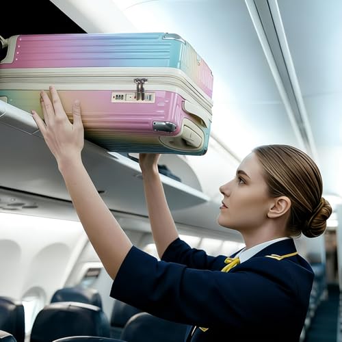 Image of 20 Inch Carry On Luggage with Spinner Wheels,PC Expandable Hard Shell Suitcase with USB Port,Lightweight Travel Luggage Airline Approved for Men Women (Colorful)