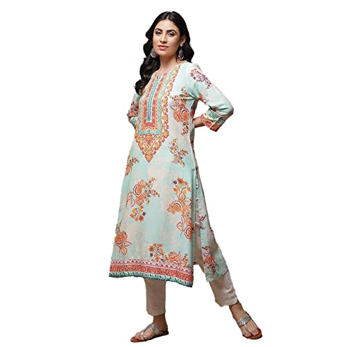 Image of BIBA Printed Rayon Round Neck Women's Kurta