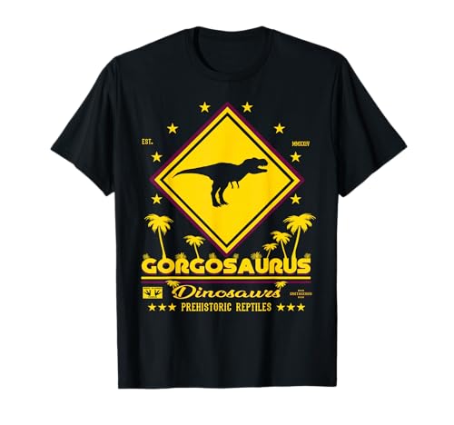 Warning Gorgosaurus Dinosaur Warning Sign Design T-Shirt