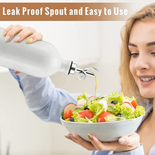 4 Pcs White Ceramic Olive Oil Dispenser Bottle ​15.6 Oz Opaque Porcelain Oil And Vinegar Dispenser Oil Cruet Reduce Oxidation Leak Proof Pourer Spouts For Storage Kitchen Coffee Syrups Other Liquids #TOP4