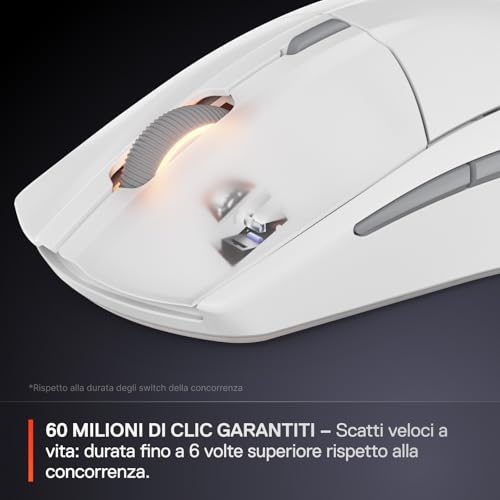 Rival 3 Wireless Gen 2 - Mouse Gaming - 2,4 GHz e Bluetooth - Sensore ottico TrueMove Air da 18000 DPI - Durata 60 milioni di clic - Leggero - Piedini 100% PTFE - Bianco - Mouse gaming - Immagine 4
