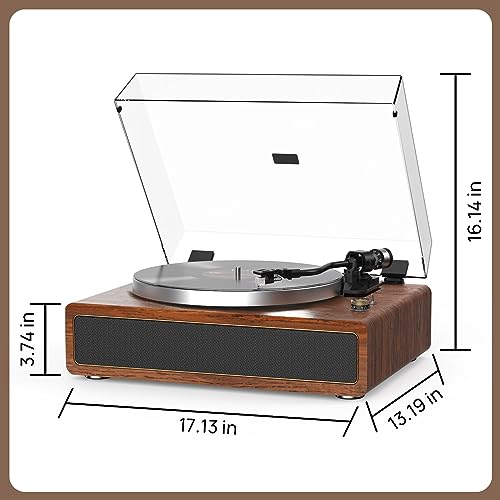 Seasonlife HQ-KZ001 Turntable Record Player With Built-In Speakers, Vinyl Record Player Support Bluetooth Playback Auto Stop 33&45 Rpm Speed Rca Line Out Aux In All-In-One Belt-Drive Turntable thumb #7