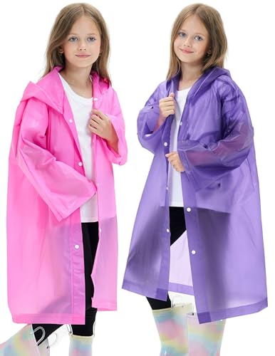 HOOMBOOM 2 Pack Waterproof Raincoats for Kids Reusable,EVA...